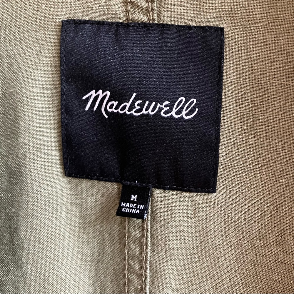 Madewell League Utility Jacket Size M Linen Olive Green Garden Girl Cargo Spring - Picture 3 of 9